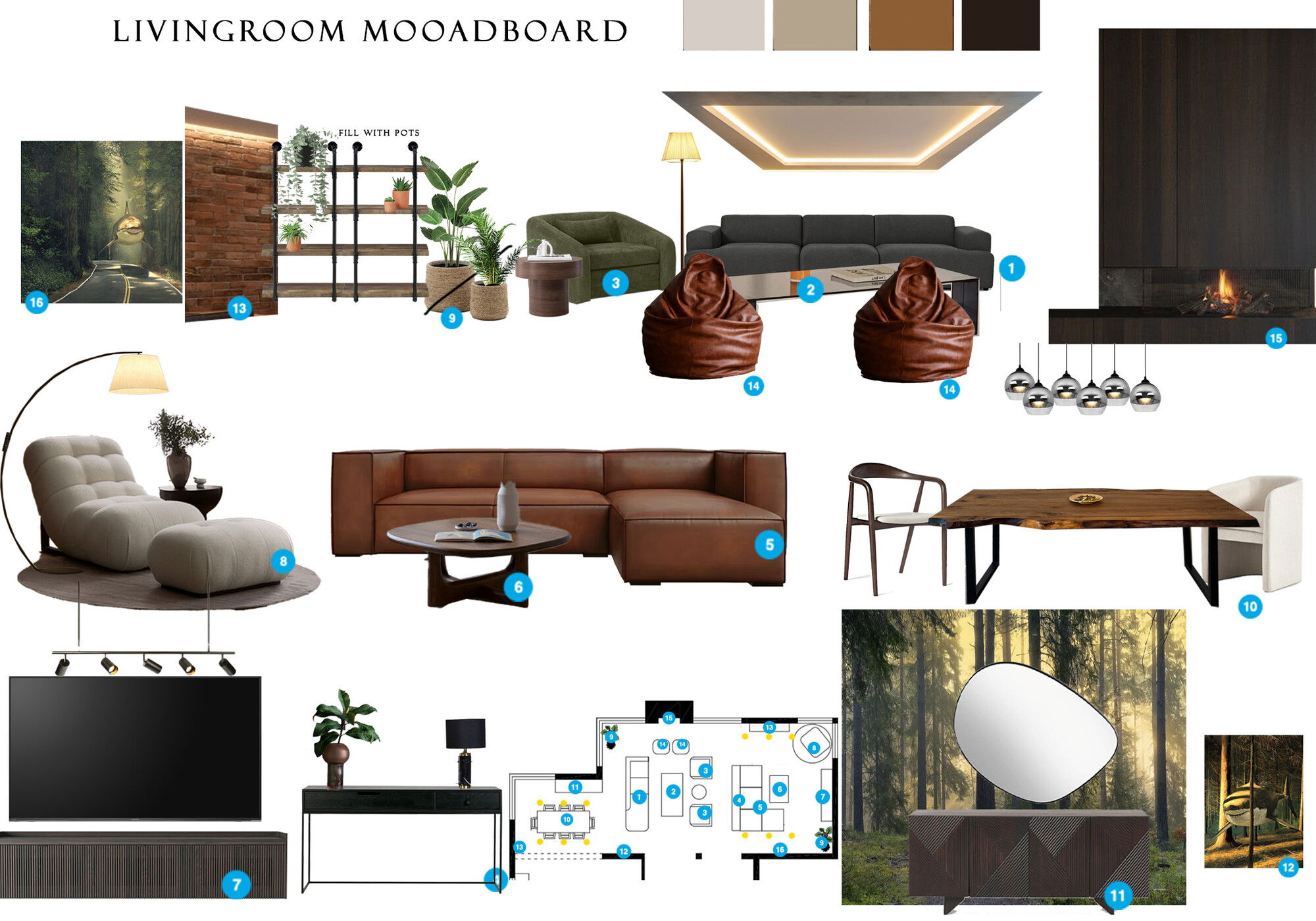 Ideas de Diseño de Interiores Combinadas de Sala-Comedor del Diseñador en Línea