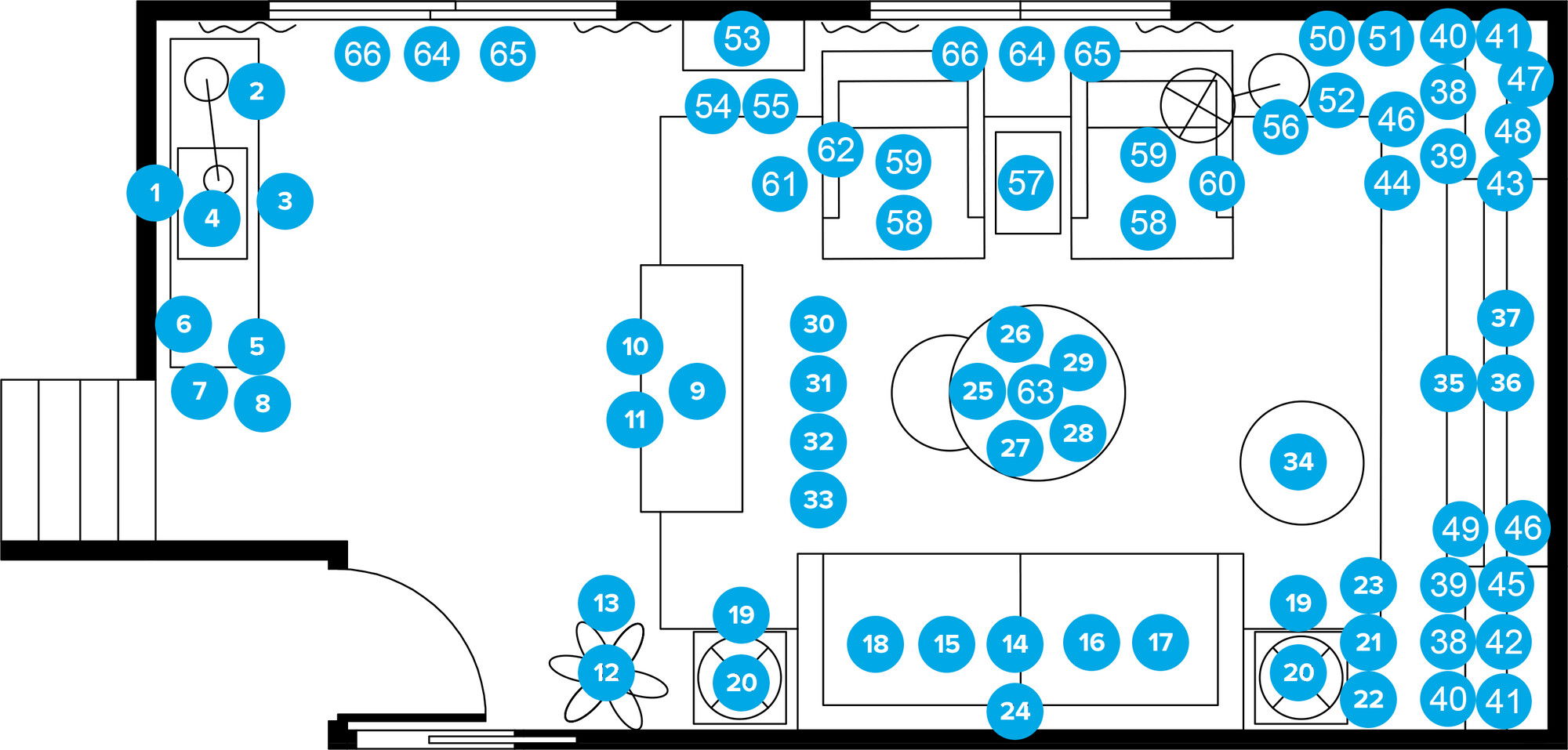 Plano de planta de sala de estar en línea