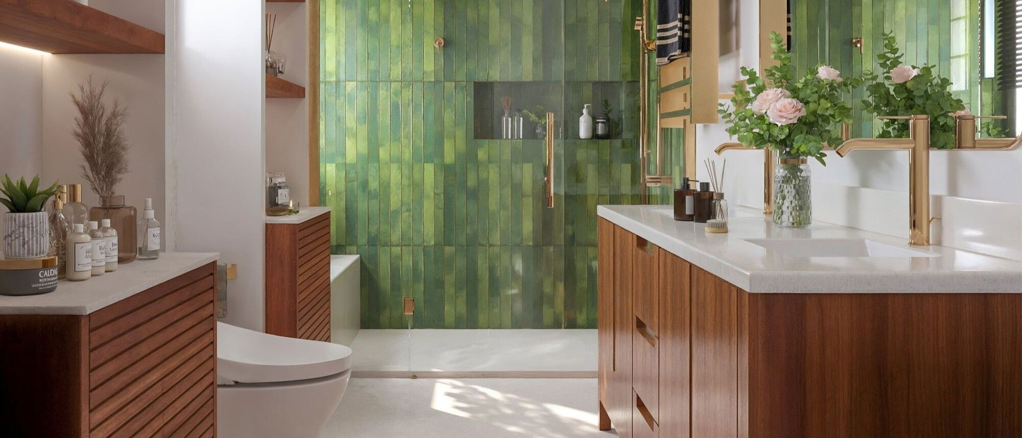 Modern Nature-Inspired Bathroom Renovation by affordable Fairfield interior designers