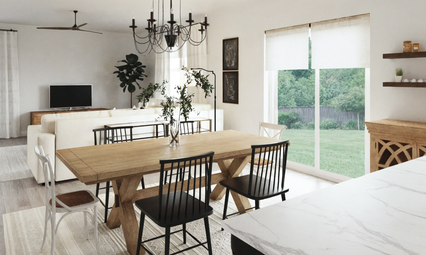 Modern Farmhouse Living & Dining Interior Design