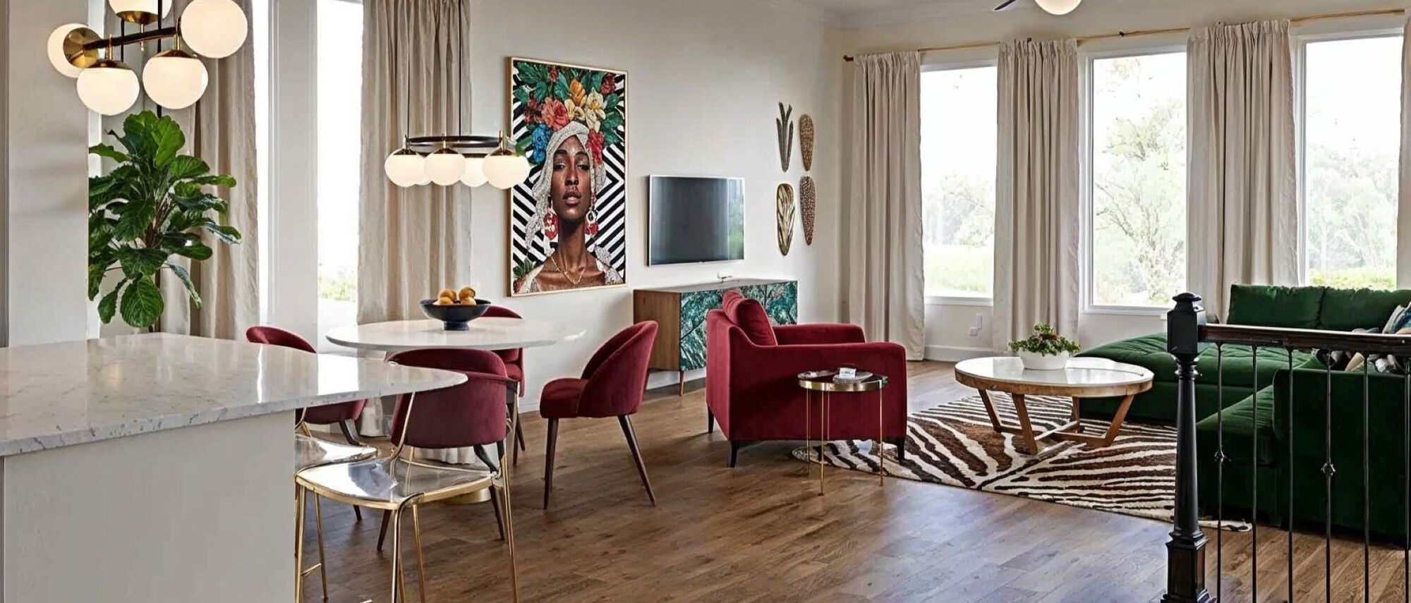 Bold Contemporary Living & Dining Room- After Rendering