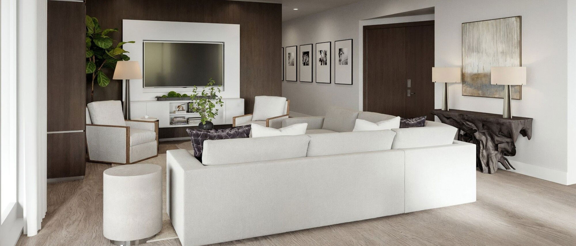 Sala de Estar y Comedor Clásico Contemporáneo - Renderizado Después