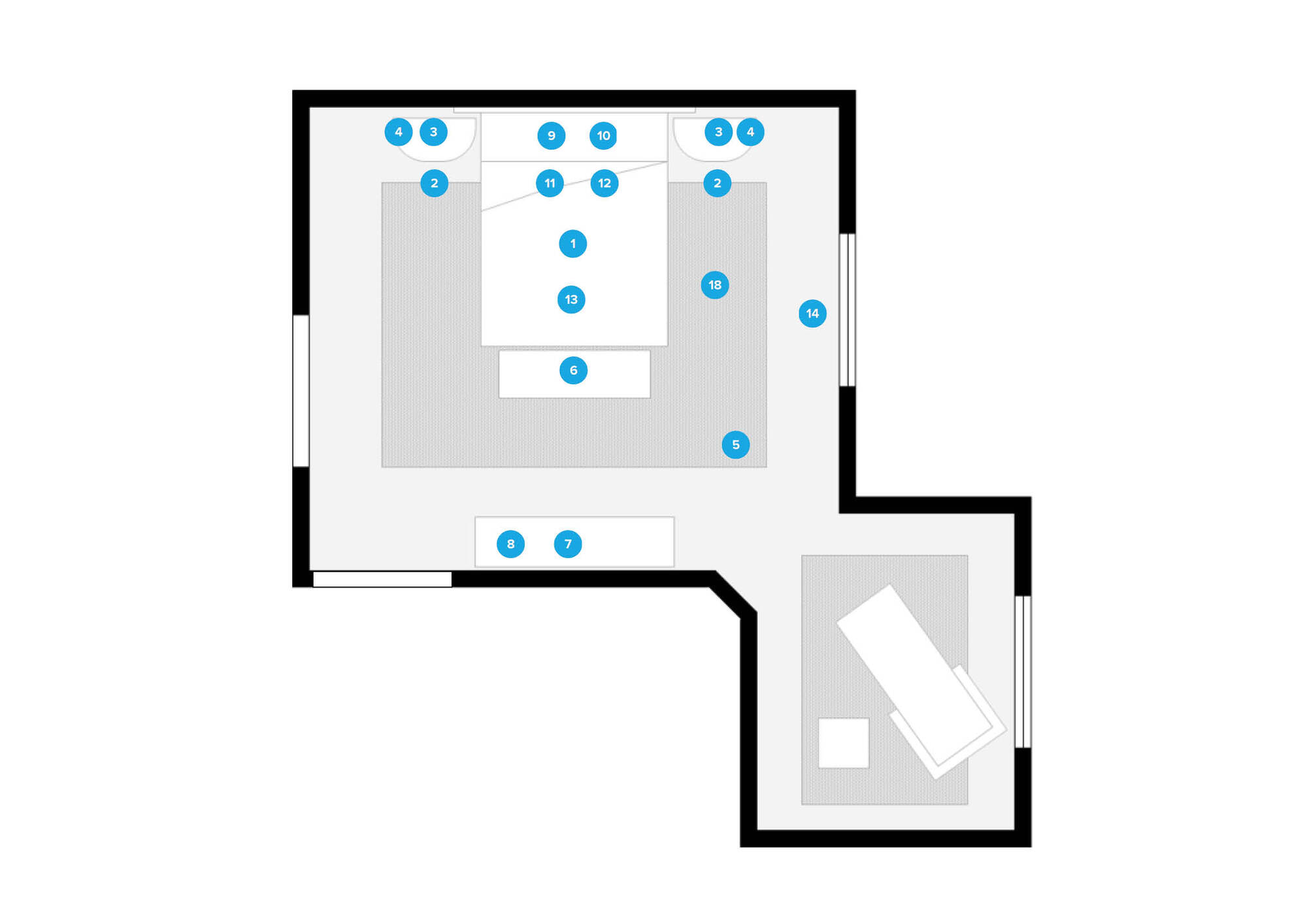 Plano del Dormitorio del Diseñador en Línea