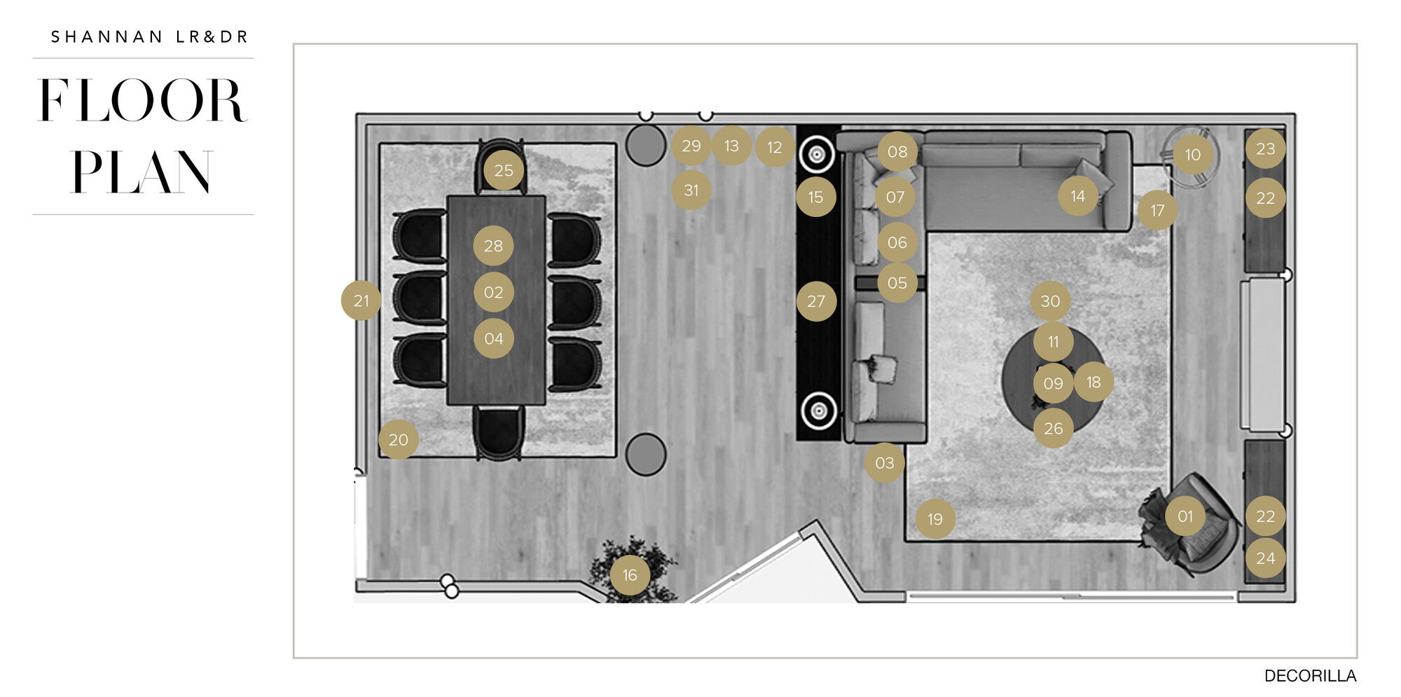 Online Designer Combined Living/Dining Floorplan