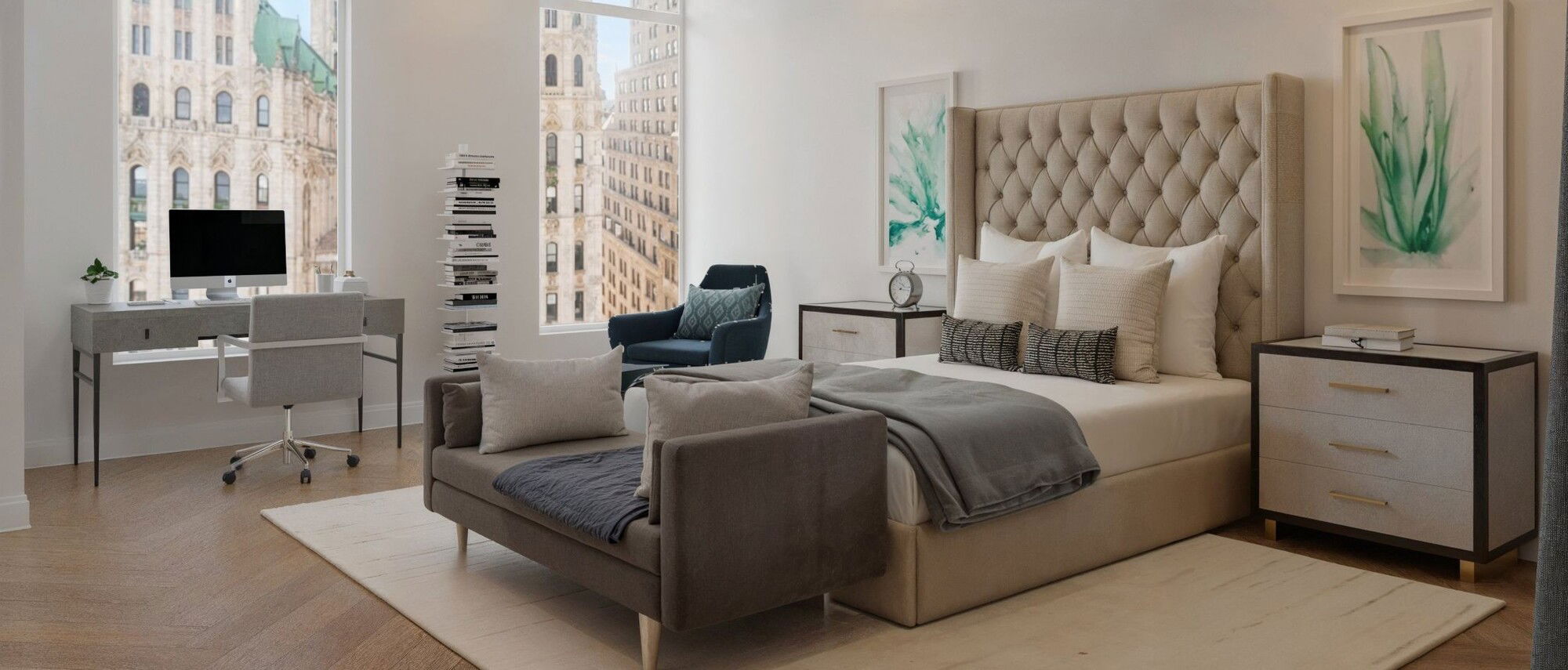 Idea de diseño de apartamento estudio moderno y elegante - Renderizado después