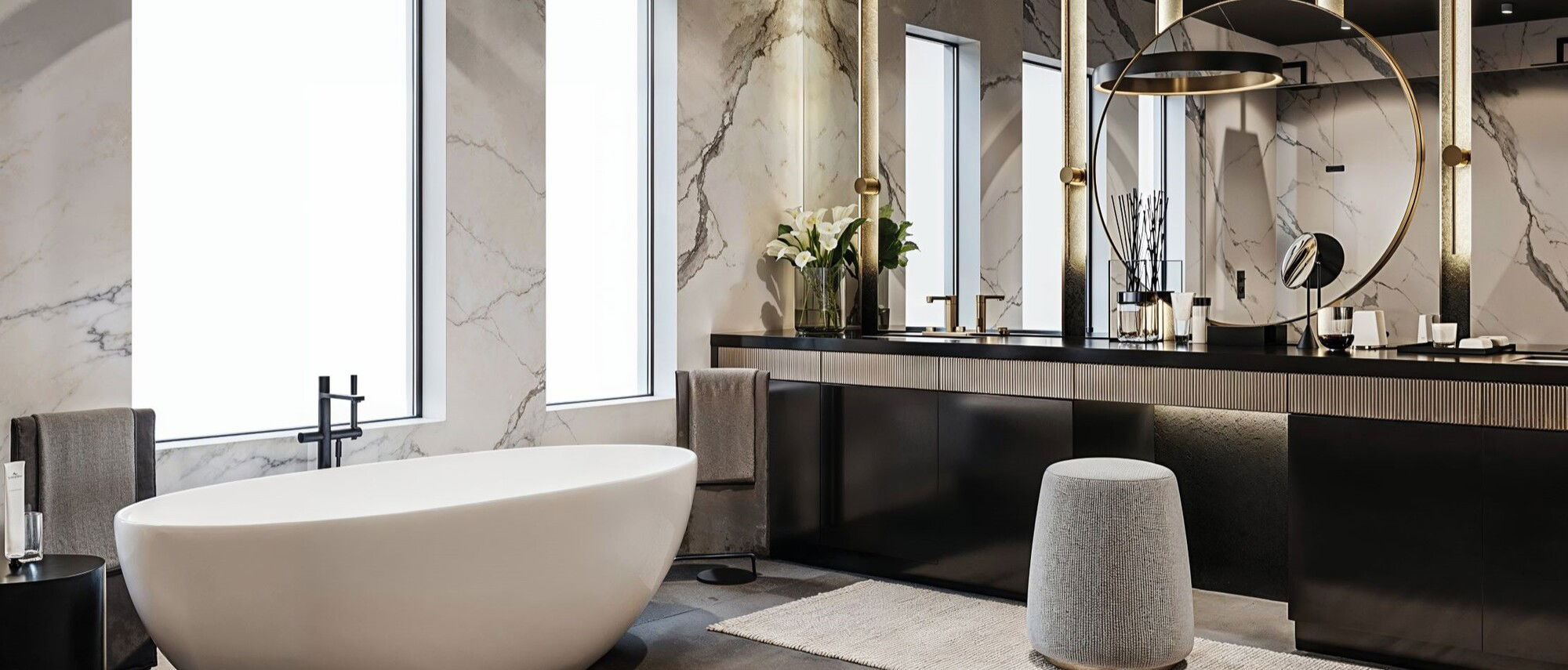 Glam Maximalist Bathroom Design by interior designers in Miami, Florida