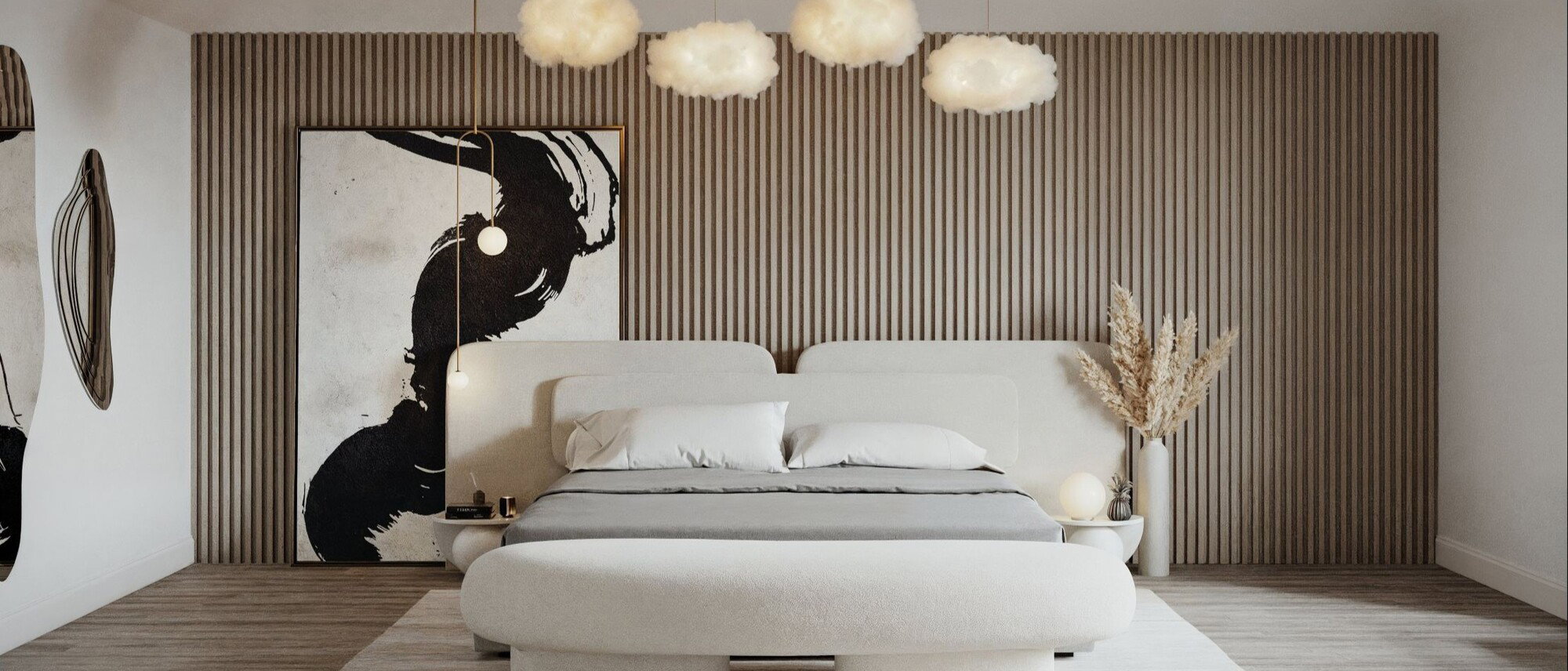 Unique and Neutral Bedroom Design by affordable Palmdale interior designers