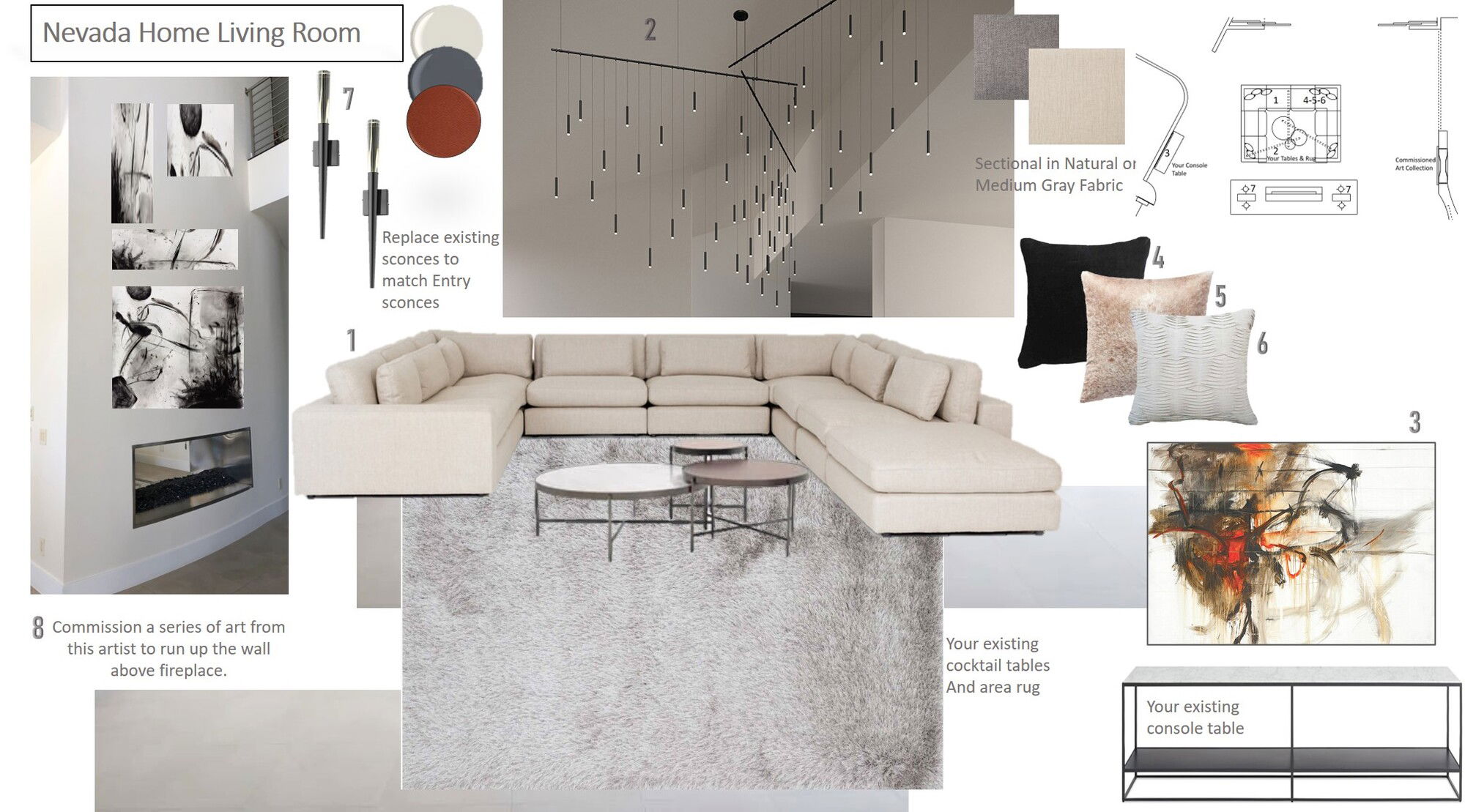Ideas de diseño interior para sala de estar de diseñador en línea