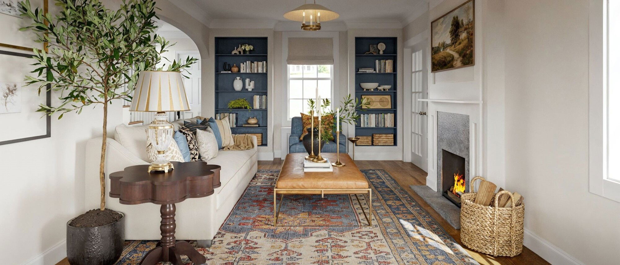 1930's Colonial Living Room Design by top Richmond interior designers