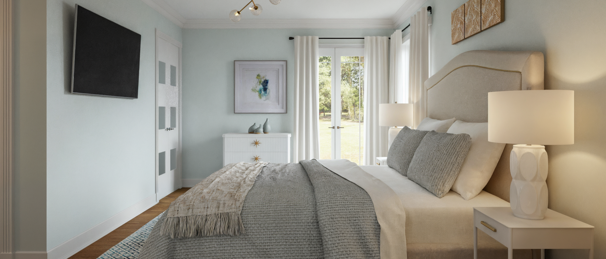Chic Guest Bedroom Transformation- After Rendering