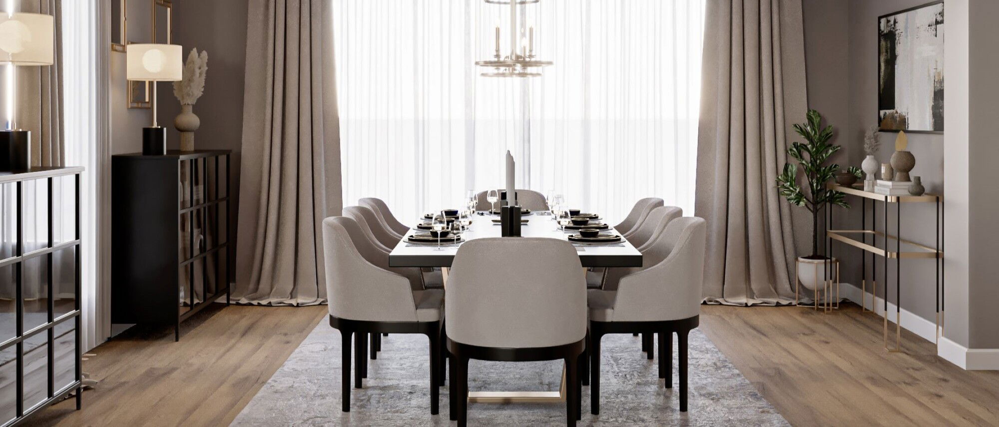 Contemporary Glam Dining Room- After Rendering