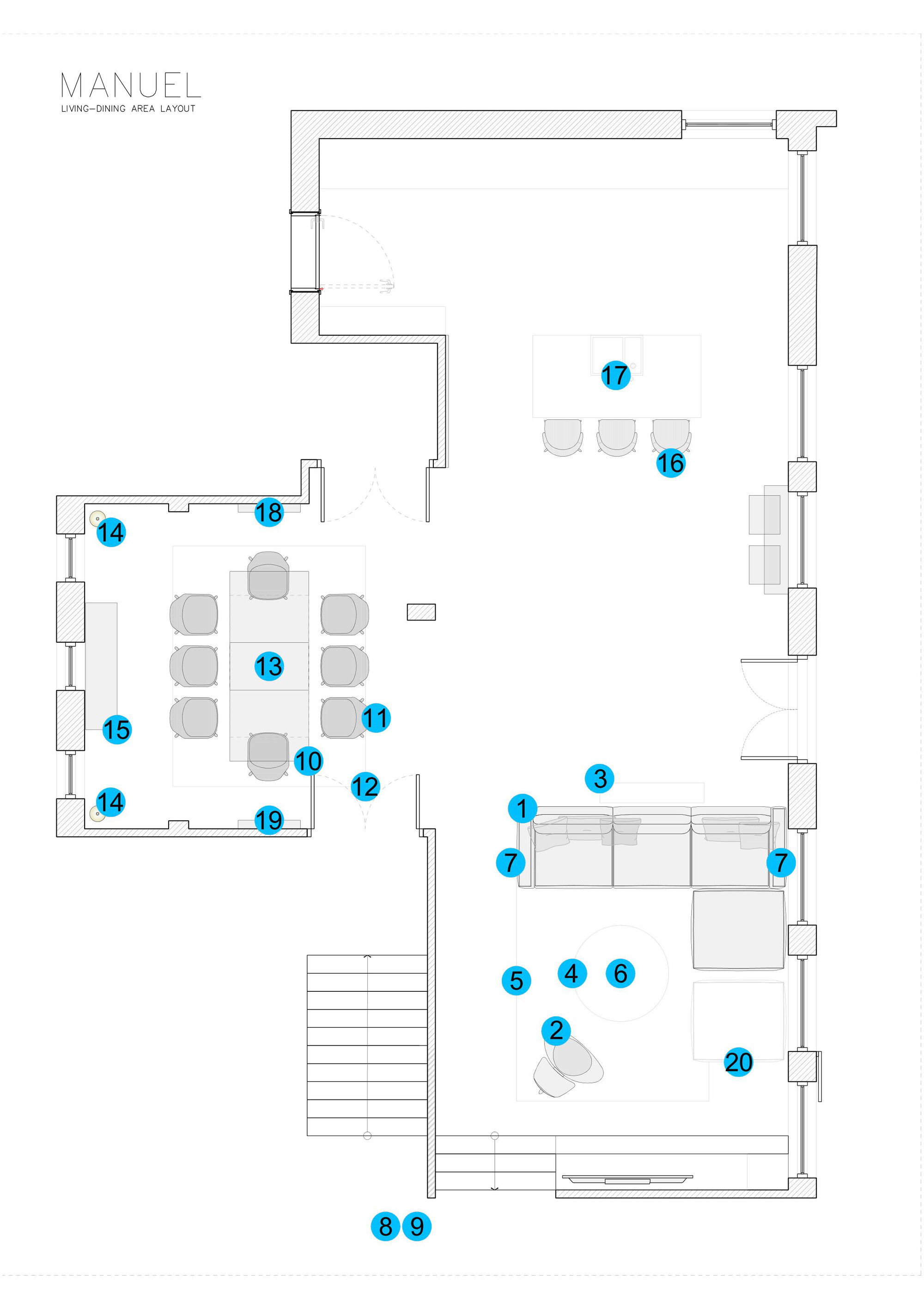 Online Designer Combined Living/Dining Floorplan