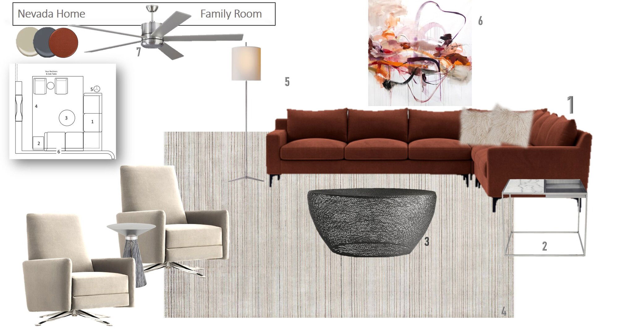Ideas de diseño interior para sala de estar de diseñador en línea