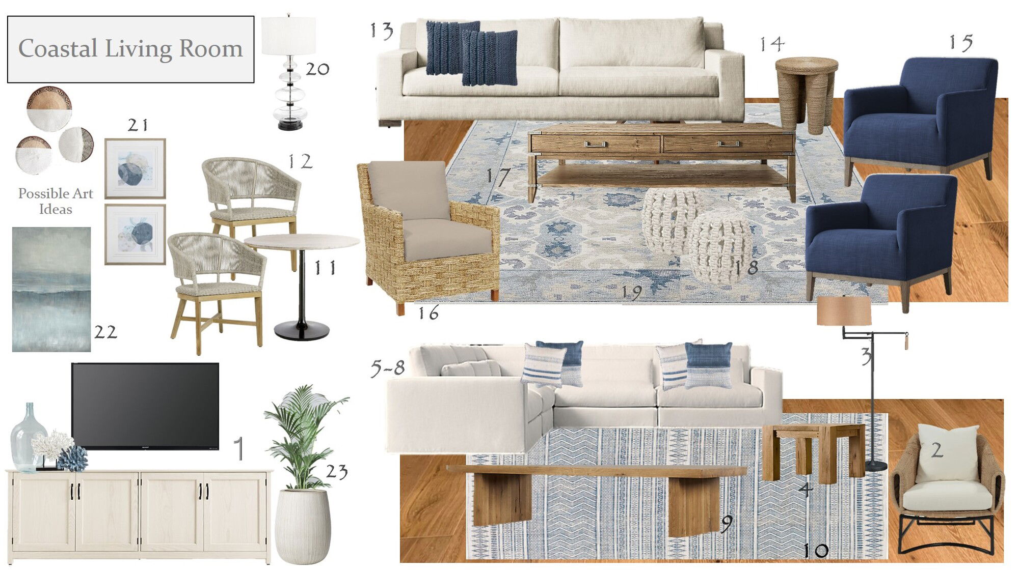 Ideas de Diseño de Interiores Combinadas de Sala-Comedor del Diseñador en Línea