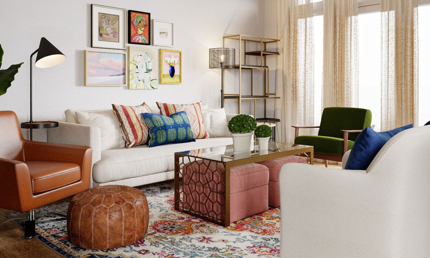 Comfy Eclectic Living Room Interior Design by affordable Tyler interior designers