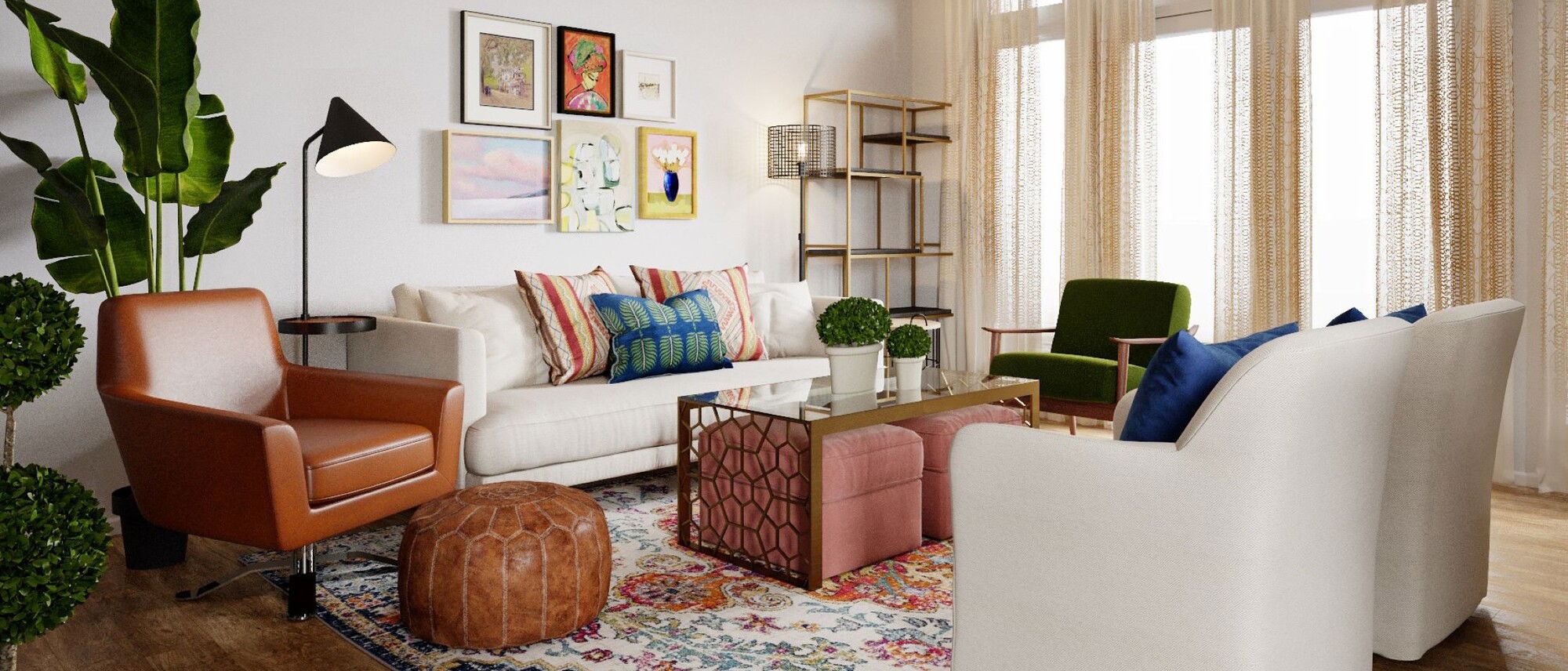 Comfy Eclectic Living Room Interior Design by interior designers in Dallas, Texas