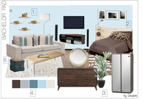 Bachelor Pad Living Room/Bedroom Design Christine M. Moodboard 1 thumb