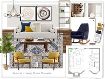 Comfy Eclectic Living Room Interior Design Dragana V. Moodboard 2 thumb