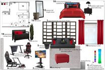 Black & Red Modern Studio Apartment Design Farzaneh K. Moodboard 2 thumb