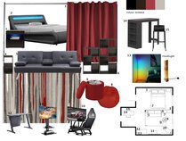 Black & Red Modern Studio Apartment Design MayKan C. Moodboard 1 thumb