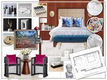 Hotel Inspired Transtional Master Bedroom Interior Dragana V. Moodboard 1 thumb