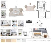 Contemporary neutral living dining room Sarah B. Moodboard 1 thumb