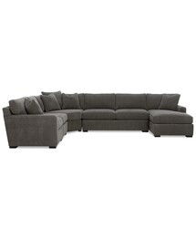 Online Designer Living Room Radley 5-Piece Fabric Chaise Sectional Sofa, (RIGHT, MOCHA GREY)