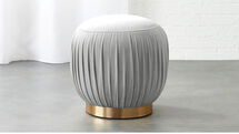 Online Designer Living Room PLEATED GREY OTTOMAN-STOOL