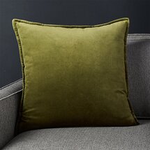 Online Designer Living Room Brenner Green Velvet Pillow with Down-Alternative Insert 20"