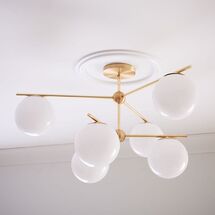 Online Designer Living Room Sphere & Stem 6-Light Semi-Flushmount - Milk