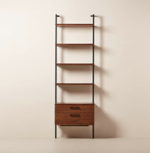 Online Designer Combined Living/Dining Helix 96" Walnut Bookcase with 2 Drawers