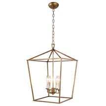 Online Designer Combined Living/Dining Darlana Openwork Lantern Pendant Stairway Entry Kitchen Hall Foyer Fixture Chandelier (Gold)