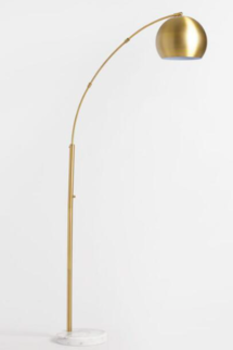 Online Designer Hallway/Entry Brass Arc And White Marble Hayden Floor Lamp SKU# 547143