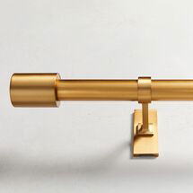 Online Designer Bathroom Oversized Adjustable Curtain Rod w/ Cylinder Finials - Antique Brass
