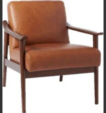 Online Designer Combined Living/Dining Mid-Century Leather Show Wood Chair