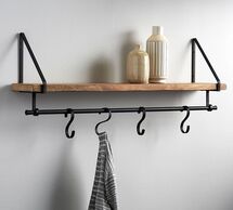 Online Designer Living Room Lucy Mango Wood Shelf With Hooks