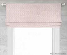 Online Designer Bathroom Lined Faux Roman Shade Valance; Modern Window Curtain Pink and White; Riverbed in Blush