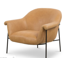 Online Designer Living Room Rolled Arm Chair - Leather