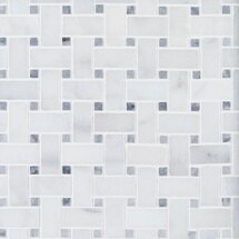 Online Designer Bathroom CARRARA CHATEAU BASKET WEAVE POLISHED MARBLE MOSAIC