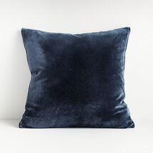 Online Designer Combined Living/Dining Regis Blue 20" Velvet Pillow with Feather-Down Insert