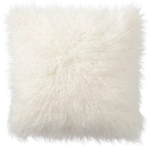 Online Designer Living Room MONGOLIAN FAUX FUR PILLOW COVER, 18", IVORY