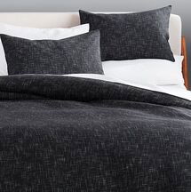 Online Designer Bedroom HATCHMARK CHARCOAL FULL/QUEEN DUVET COVER