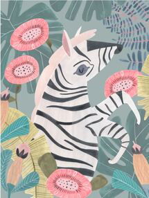 Online Designer Nursery Zebra in the Jungle Canvas Art