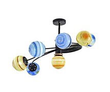 Online Designer Bedroom 7 Lights Planet Semi Flush Lighting with Globe Glass Shade Modern Led Semi Flush Ceiling Light