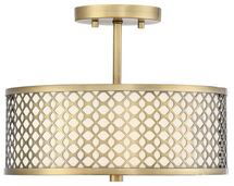 Online Designer Bathroom Helmsman Lighting Works 2-Light Semi Flush Mount Light, Natural Brass