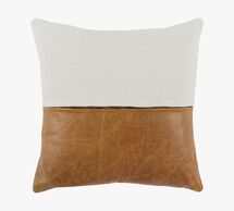 Online Designer Dining Room Aleta Leather & Linen Pillow Cover