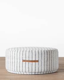 Online Designer Bedroom McKay Blue Striped Round Ottoman