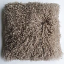 Online Designer Bedroom Tibetan/Mongolian Lamb Fur Pillow Cover - khaki (24")