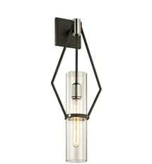 Online Designer Combined Living/Dining RAEF 1 LIGHT WALL SCONCE IN TEXTURED BLACK & POLISH NICKEL