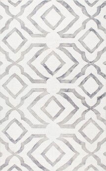 Online Designer Living Room Gray Interlocking Geometric Dip Dyed Area Rug